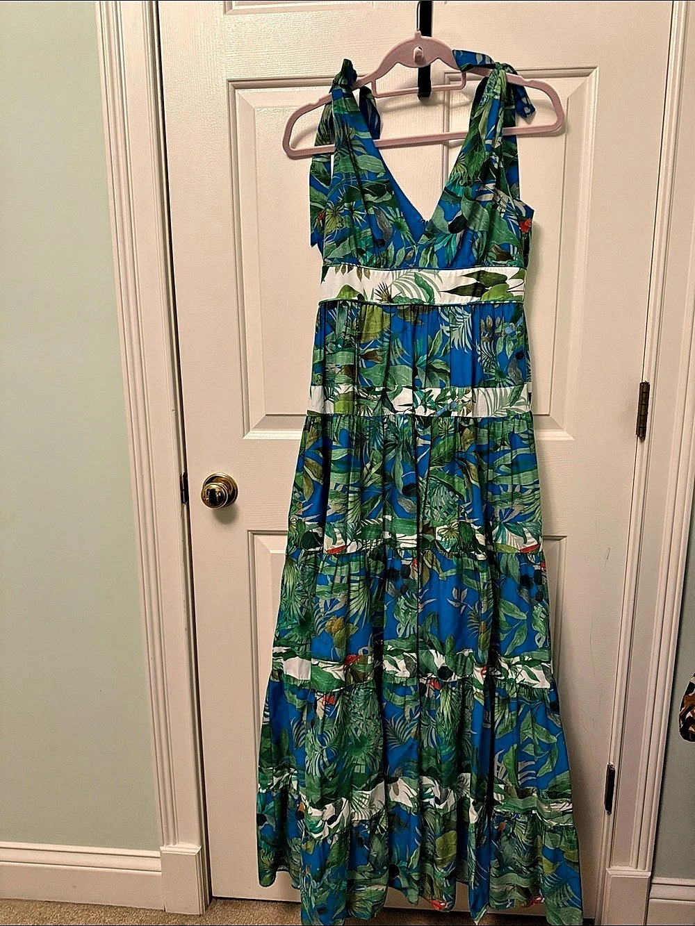 Antonio Melani Floral Maxi Dress Blue & Green Size 4 Like New
